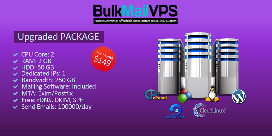 BULKMAILVPS.com offer vps mail servers to send unlimited bulk emails.
